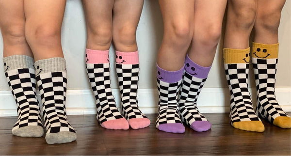 Happy Face Checker Socks