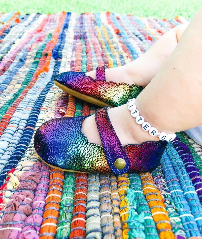 Rainbow Mary Janes Glitter and Dirt Co